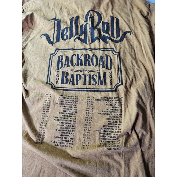 JELLY ROLL Mustard Color Backroad Baptism Tour 2023 Long Sleeve T-Shirt SZ XL - Picture 3 of 9